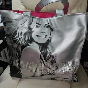 Victoria's Secret Silver Tote with Pink Lining